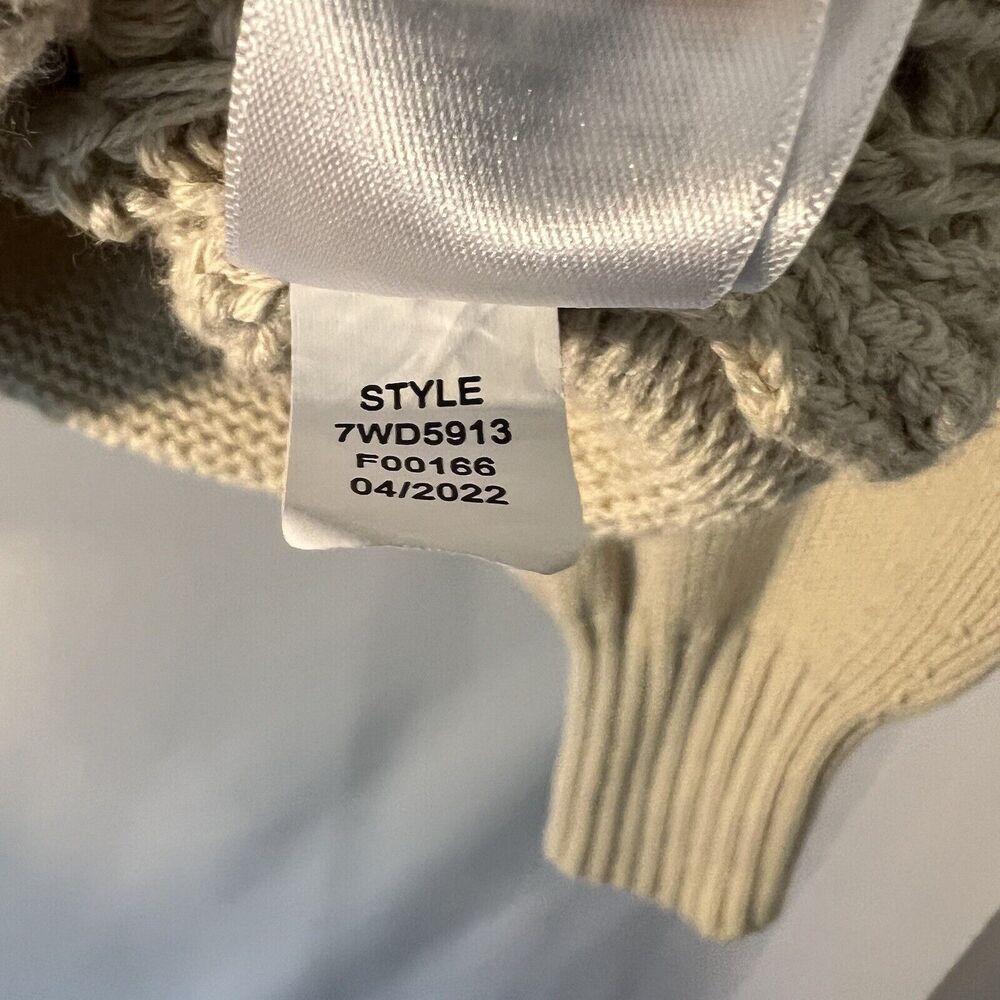 Lucky Brand Women Sweater Size Large Natural Ivory Knitted Textured Cotton Crop - Picture 9 of 11